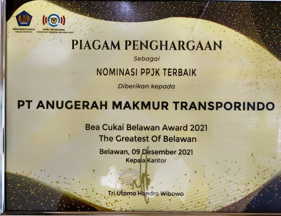 Piagam penghargaan Nominasi PPJK Terbaik tahun 2021